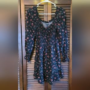 Women's Black with red floral shirt